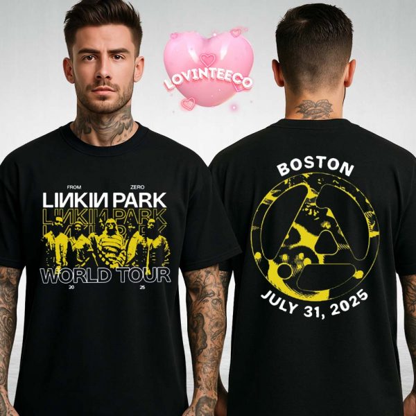 Linkin Park Tour Shirt At Boston On July 31 2025 From Zero World Tour Graphic Band Tee Two Sides Unisex T-Shirt