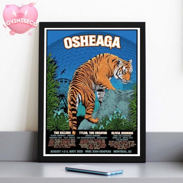 Osheaga Festival Poster In Montreal QC On August 1 To 3 2025 With Tiger Dome Nature Illustration Home Decor Poster Canvas