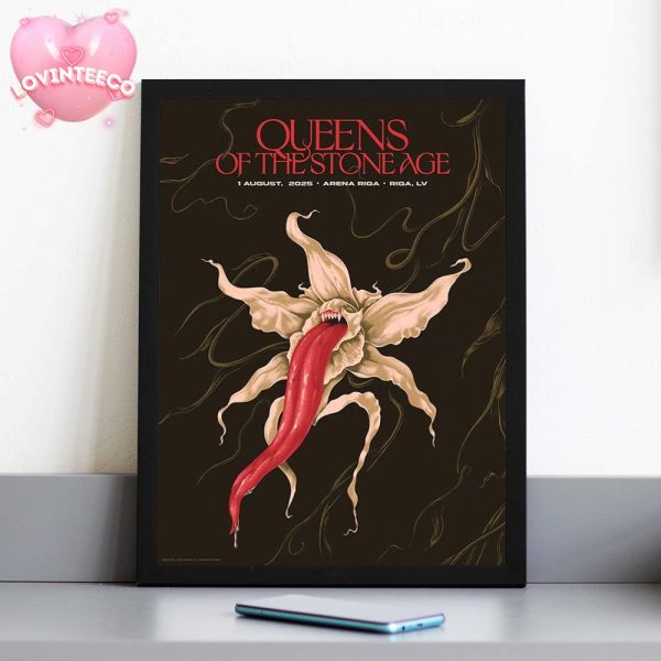 Queens Of The Stone Age Concert Poster At Arena Riga In Riga LV On August 1 2025 Surreal Tongue Orchid Artwork Home Decor Poster Canvas