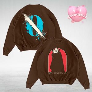 Queens Of The Stone Age Like Clockwork Cover Sweatshirt Vintage Vampire Artwork Brown Crewneck Two Sides Unisex Sweatshirt