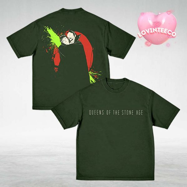 Queens Of The Stone Age Like Clockwork Tee Vampire Embrace Green Graphic Rock Two Sides Unisex T-Shirt