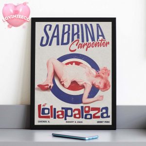 Sabrina Carpenter Live Show Music At Lollapalooza In Grant Park Chicago IL On August 3 2025 With Vintage Red White Blue Design Home Decor Poster Canvas