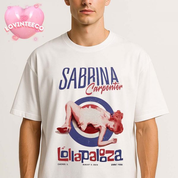 Sabrina Carpenter Live Show Music At Lollapalooza In Grant Park Chicago IL On August 3 2025 With Vintage Red White Blue Design Unisex T-Shirt