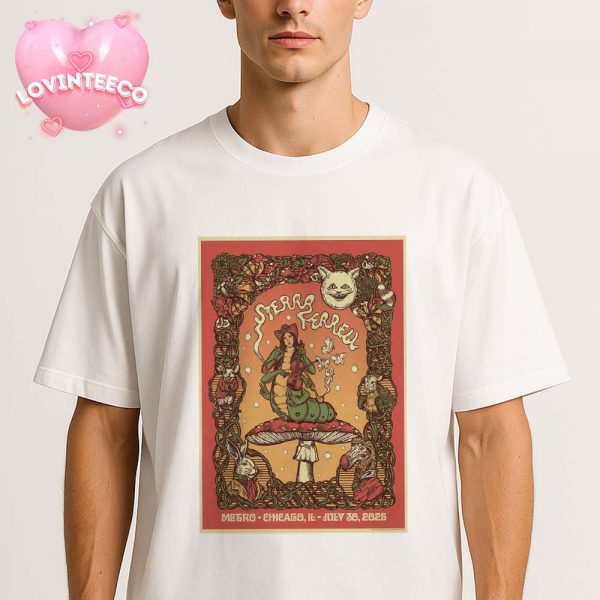 Sierra Ferrell Concert Print In Chicago IL On July 30 2025 Fairy Folk Art Nouveau Mushrooms Unisex T-Shirt