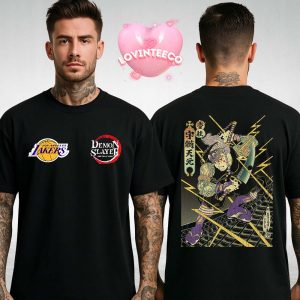 Tengen Uzui Demon Slayer And Los Angeles Lakers Fusion In Ancient Japanese Style Tattoo 2025 Unisex T-Shirt