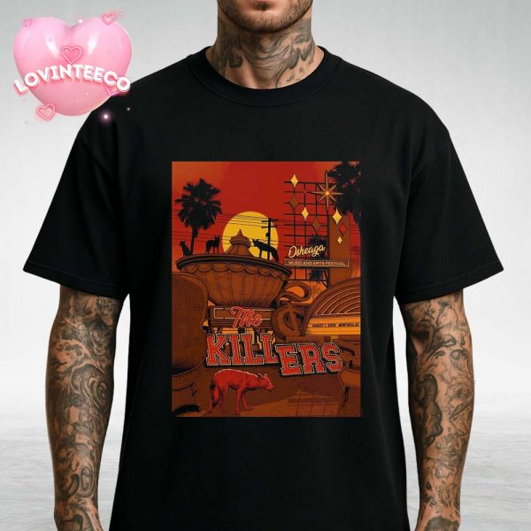 The Killers Concert Poster At Osheaga Festival In Montreal On August 1 2025 Sunset Desert Theme Unisex T-Shirt